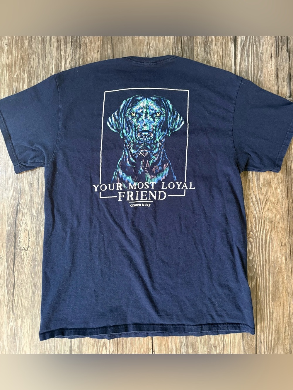 Crown & Ivy Navy "Your Most Loyal Friend" Dog Graphic Tee Medium